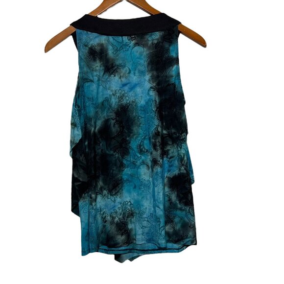 Y2K Blue Black Velvet Burnout Top Indie Going Out Top Forest Fairy Grunge Small - Picture 4 of 10